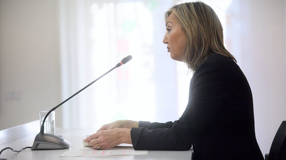 La alcaldesa de Pamplona, Cristina Ibarrola, informa sobre los asuntos tratados en la Junta de Gobierno Local. IÑIGO ALZUGARAY