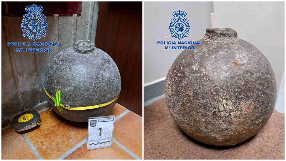 Imágenes del artefacto encontrado en Pamplona. POLICÍA NACIONAL