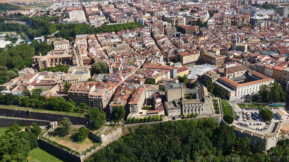 Vista aérea del casco viejo de Pamplona. EUROPAPRESS