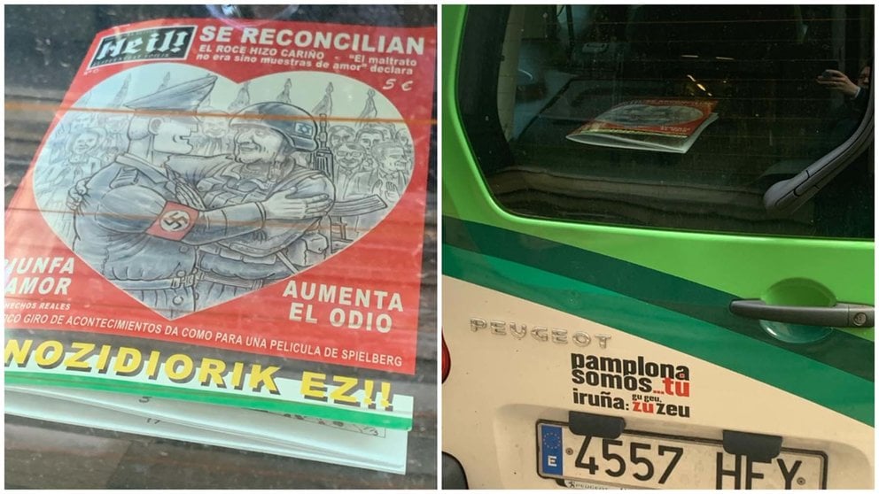 Propaganda política aparecida en furgonetas municipales del Ayuntamiento de Pamplona, por tercera vez. UPN