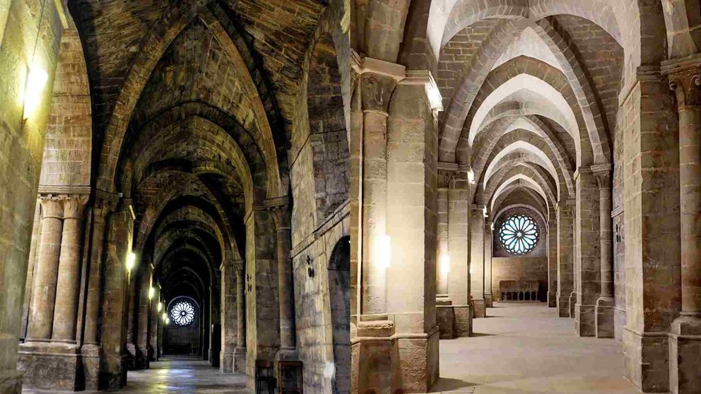 El Monasterio de la Oliva antes y después de la restauración. GOBIERNO DE NAVARRA