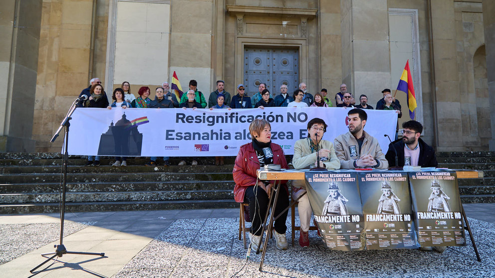 Contigo-Zurekin se muestra contra la Resignificación del Monumento de los Caídos de Pamplona. IÑIGO ALZUGARAY