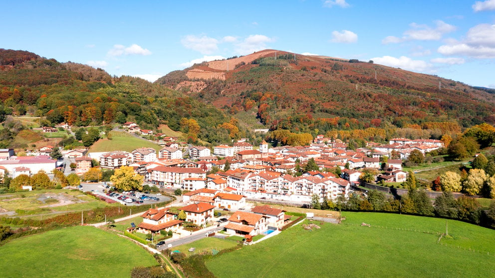 Vista aérea de la localidad de Santesteban en Navarra. Francis Vaquero