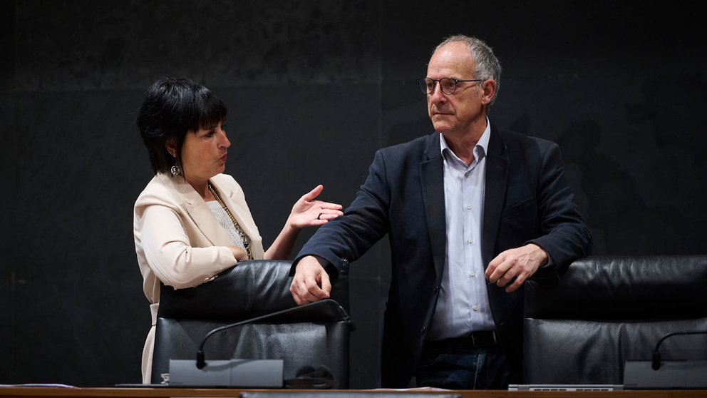 Laura Aznal junto a Adolfo Araiz, de EH Bildu. PABLO LASAOSA