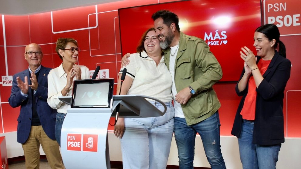 El Partido Socialista de Navarra celebra los resultados de las elecciones al Parlamento Europeo. ÍÑIGO ALZUGARAY