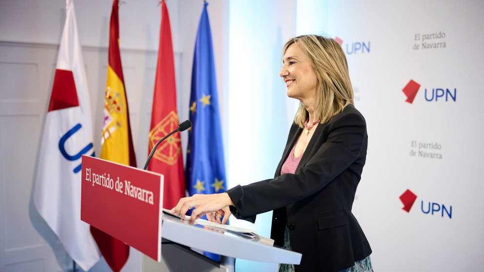 La portavoz de UPN en el Ayuntamiento, Cristina Ibarrola, valora asuntos de actualidad municipal. PABLO LASAOSA