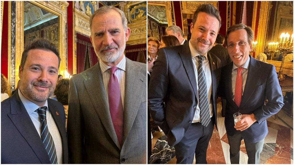 El alcalde de Tudela, Alejandro Toquero (UPN) junto al rey Felipe VI y el alcalde de Madrid, Martínez Almeida.