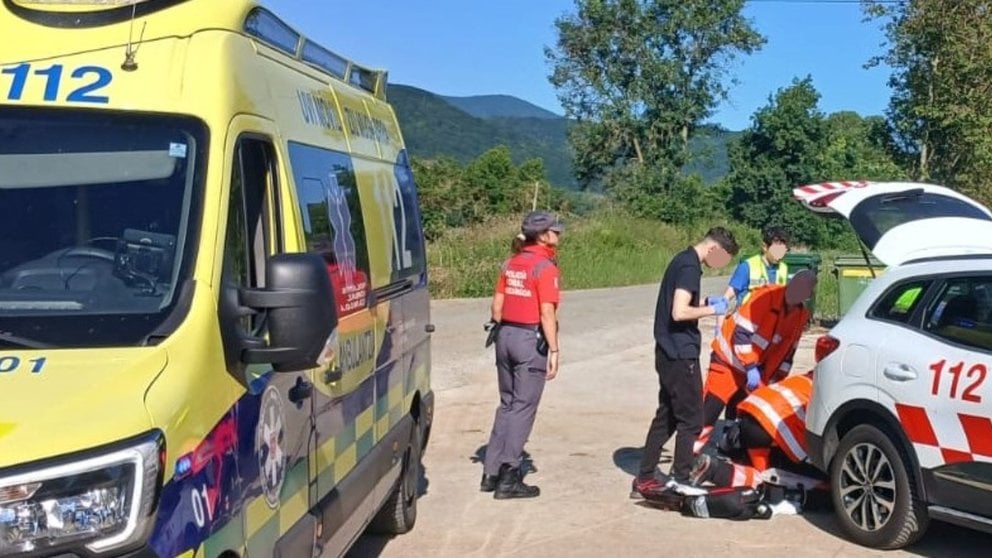 Los servicios de emergencias en el lugar del accidente laboral. POLICÍA FORAL