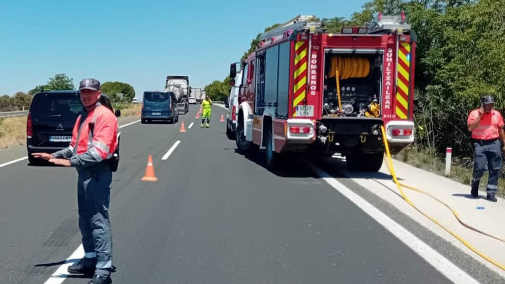 Accidente de tráfico mortal en Cadreita en la AP-15. POLICÍA FORAL