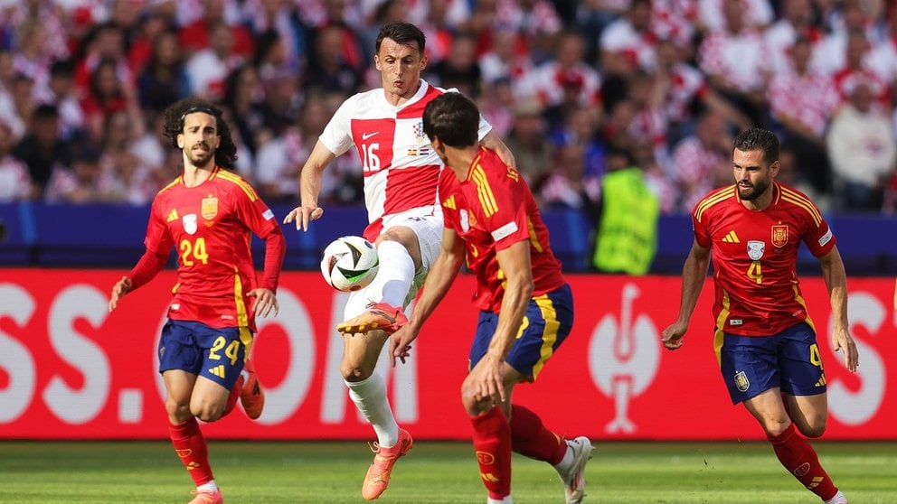Ante Budimir, en el partido de la Eurocopa entre Croacia y España. AFP7 / EUROPA PRESS