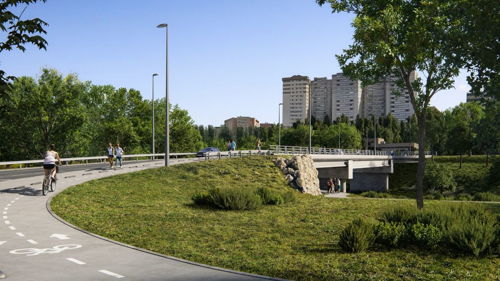 Recreación del futuro puente de Barañáin. GOBIERNO DE NAVARRA