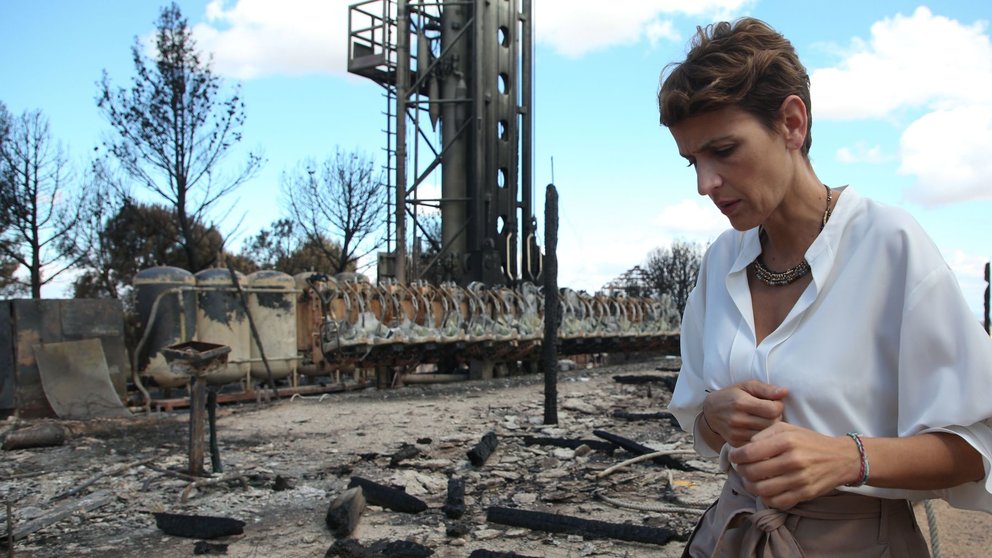 Imagen de archivo de la presidenta María Chivite en una visita al parque Sendaviva, arrasado por uno de los incendios forestales que asolaron Navarra en 2022. GOBIERNO DE NAVARRA