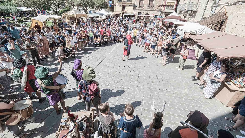 Un juglar acapara toda la atención en las Fiestas Medievales en Olite de 2023. IGNACIO IRO