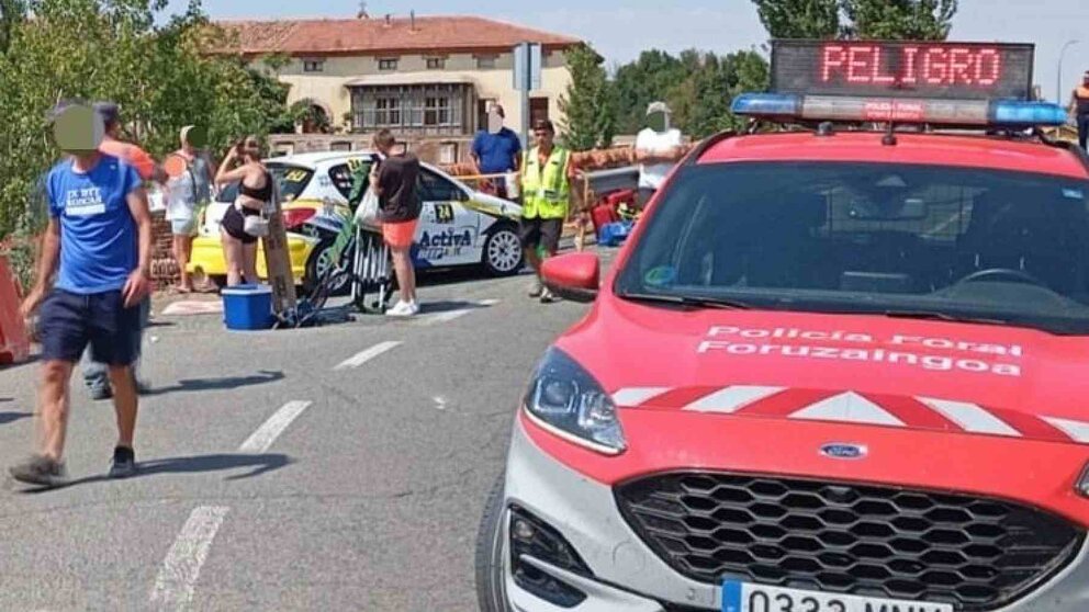 El coche siniestrado este sábado en el Rally de Fitero. POLICÍA FORAL