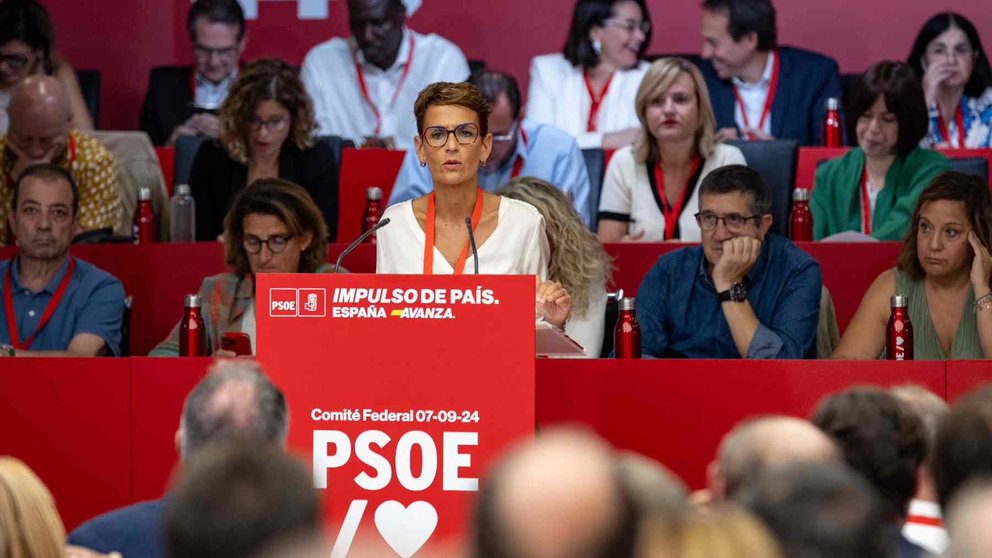 María Chivite durante su intervención en el Comité Federal del PSOE. PSN/PSOE