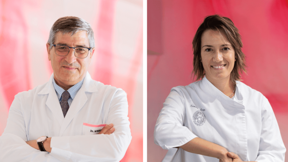 El Dr. José Manuel Moreno pediatra y autor de “A comer también se aprende”, junto a Xandra Luque, chef de la Clínica Universidad de Navarra en Madrid. UNIVERSIDAD DE NAVARRA