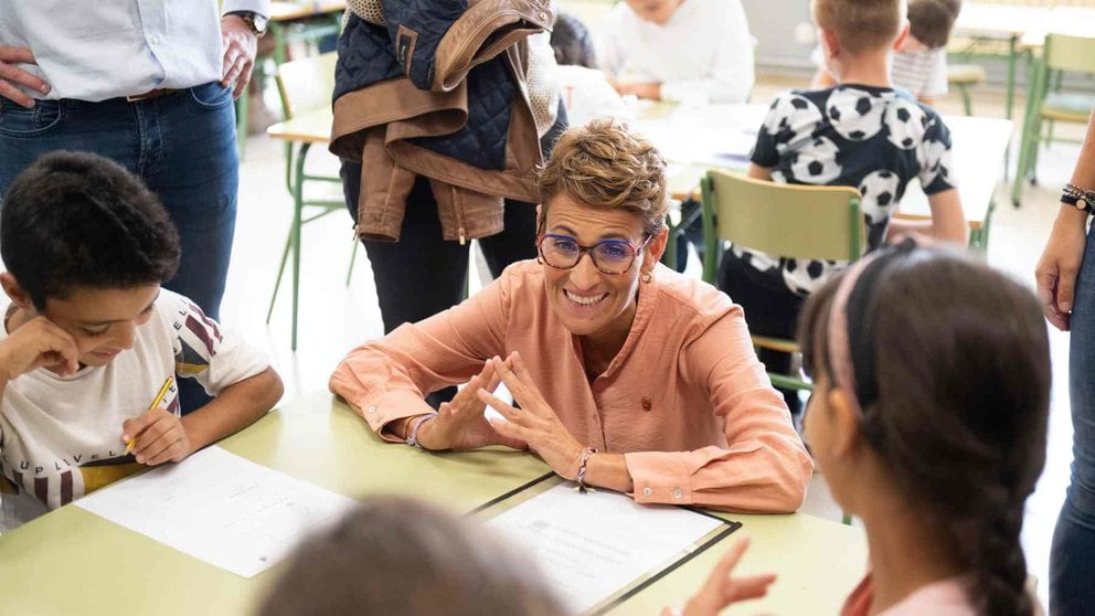 La presidenta del Gobierno de Navarra, María Chivite, ha inaugurado el curso escolar con dos semanas de retraso. GOBIERNO DE NAVARRA