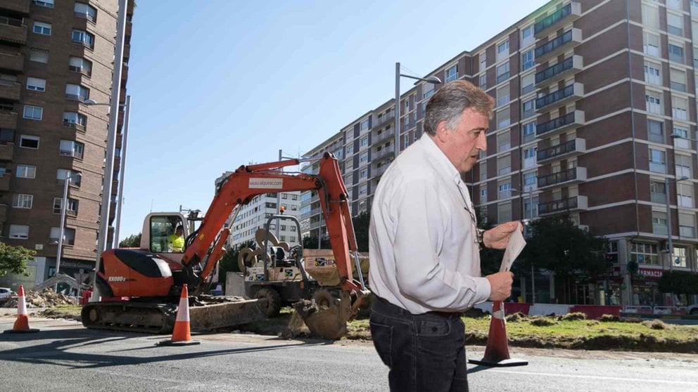 Fotomontaje de Joseba Asirón sobre una foto de la calle Pio XII en obras.