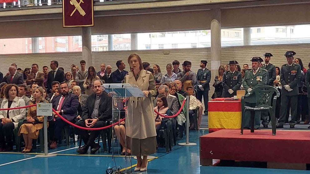 La delegada del Gobierno en Navarra, Amparo López durante el acto conmemorativo de la festividad de la Virgen del Pilar, patrona de la Guardia Civil. DELEGACIÓN DEL GOBIERNO