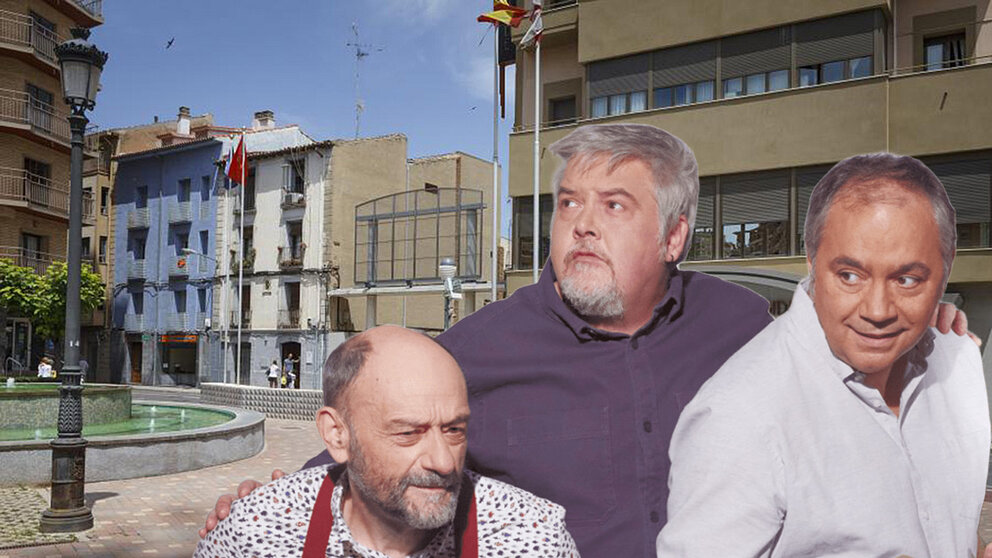 Montaje de Ilustres Ignorantes sobre la imagen de la fachada del Teatro Gaztambide. NAVARRA.COM