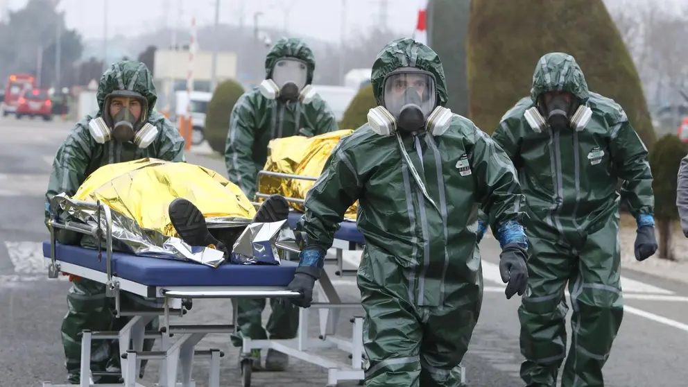 Profesionales de los servicios de emergencias en el simulacro químico. - GOBIERNO DE NAVARRA