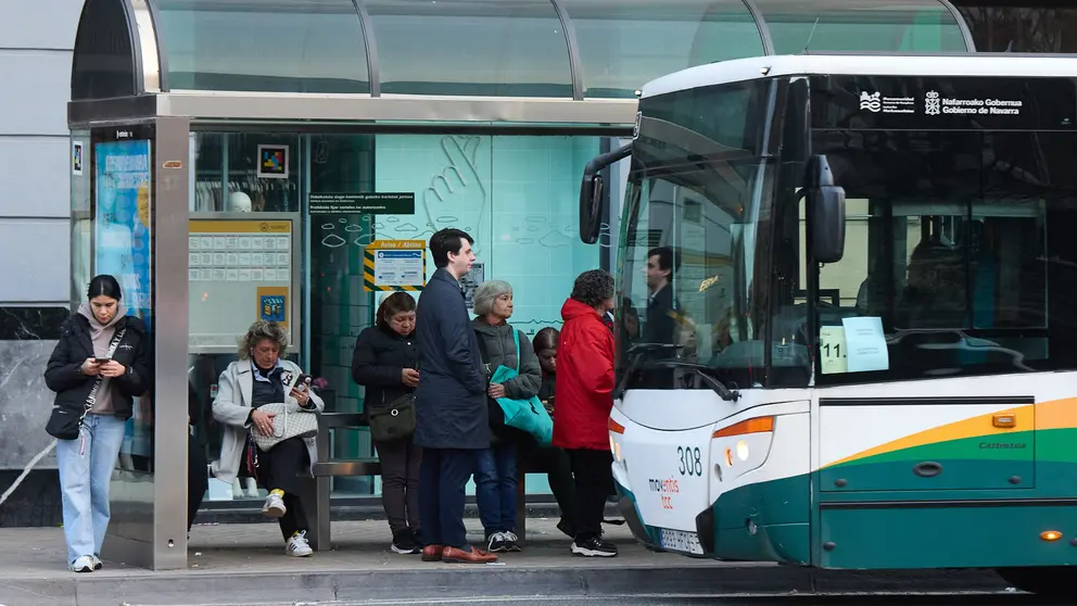 Huelga de villavesas en Pamplona. IÑIGO ALZUGARAY