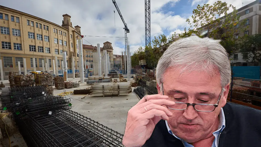 Fotomontaje de Joseba Asirón sobre una imagen de las obras en los pisos VPO de Maristas.