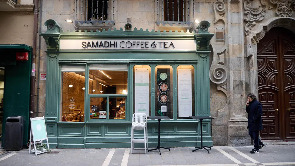 Samadhi Coffee & Tea, en la calle Zapatería 50 de Pamplona. IÑIGO ALZUGARAY