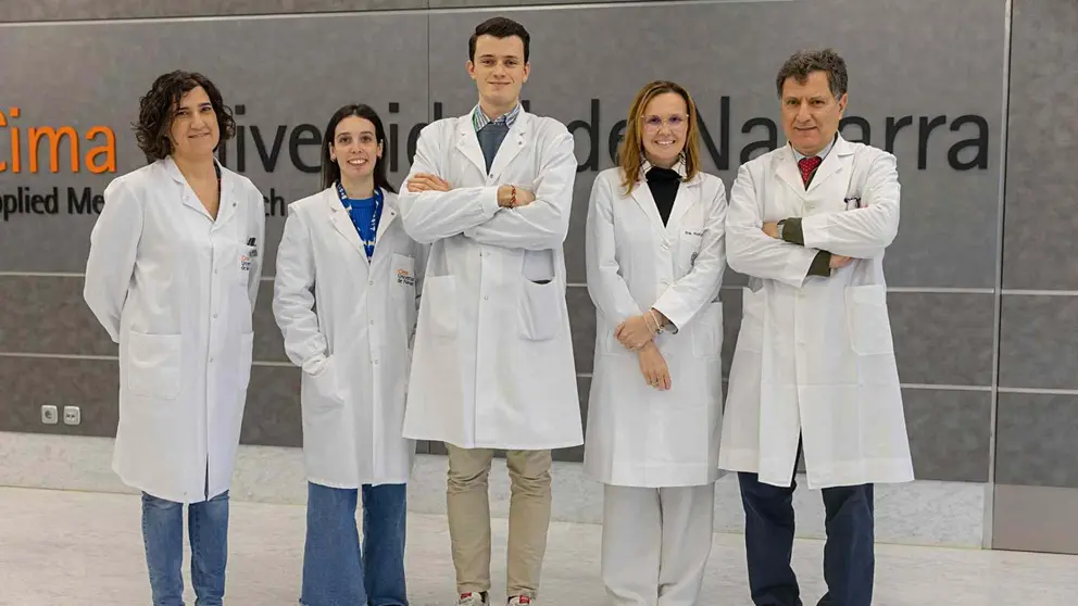 Irantzu Serrano, Leticia Fernández, Eneko Gárate, María E. Rodríguez e Ignacio Melero, miembros del equipo que ha formado parte de la investigación. CIMA UNIVERSIDAD DE NAVARRA