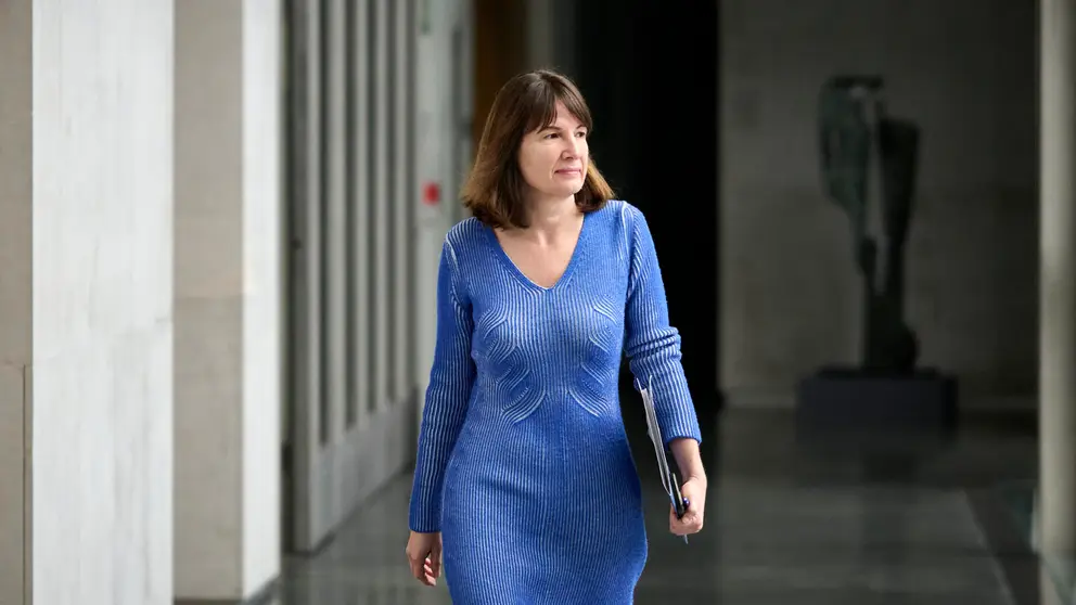 Irene Royo del PPN en su llegada a la Mesa y Junta de Portavoces. PABLO LASAOSA