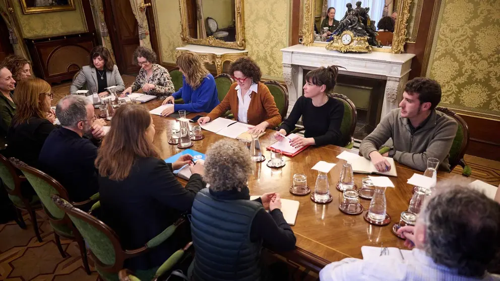 Reunión entre el Gobierno de Navarra y representantes de la FNMC y entidades locales para abordar el sistema de protección de menores. MIGUEL OSES / GOBIERNO DE NAVARRA