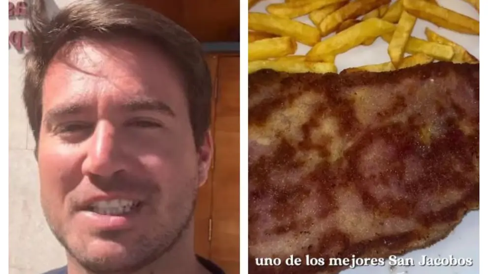 El influencer gastronómico Gastromuna muestra el san jacobo del restaurante Casa Amparo. INSTAGRAM @GASTROMUNA