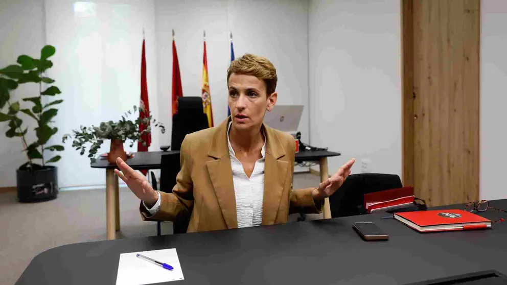 María Chivite durante la entrevista con la Agencia EFE. EFE / Jesús Diges