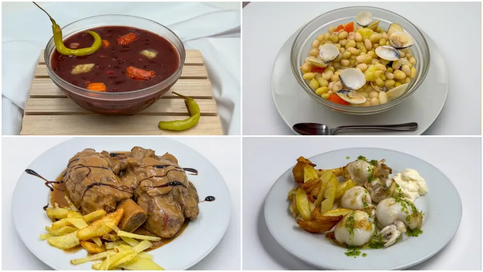 Fotomontaje con algunos de los platos del menú de fin de semana del restaurante Elortxuri de Santesteban. RESTAURANTE ELORTXURI