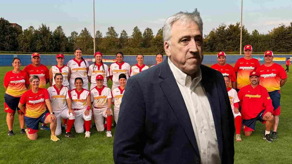 Fotomontaje de Joseba Asirón sobre una foto de la selección española de Sóftbol.