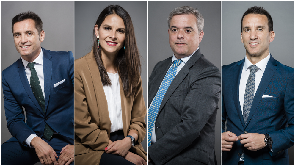 Igor Alonso, Sonia Martínez, Eduardo Azurmendi y Ekain Aguiriano, socios del despacho de abogados Bestax. CEDIDA