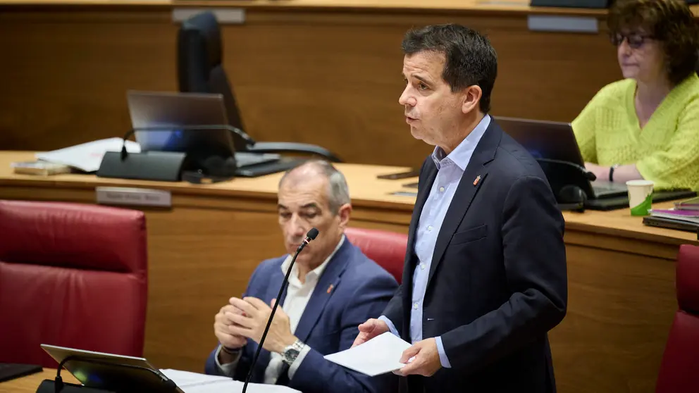 El consejero de Industria Mikel Irujo durante el pleno del Parlamento. PABLO LASAOSA
