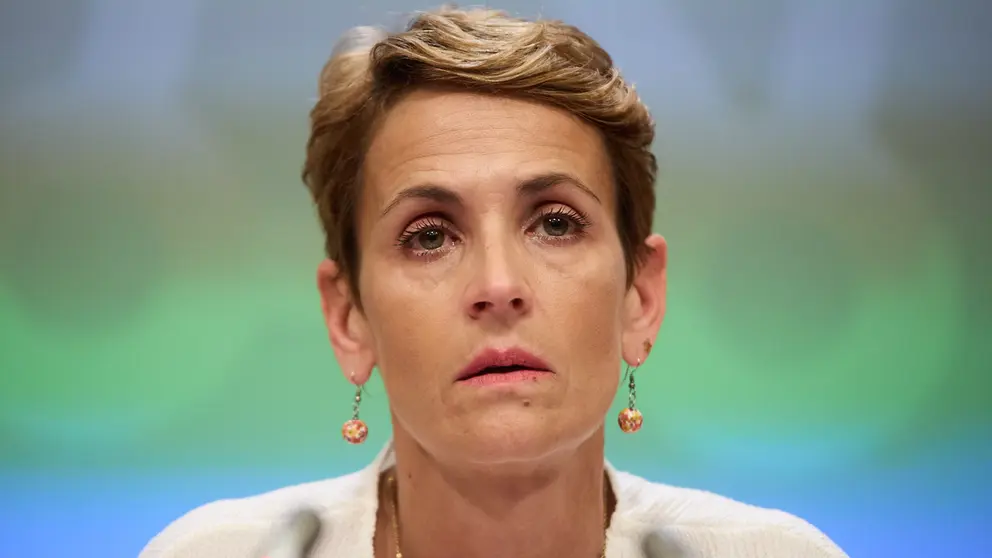 Chivite comparece ante los medios de comunicación tras la dimisión de Santos Cerdán. IÑIGO ALZUGARAY