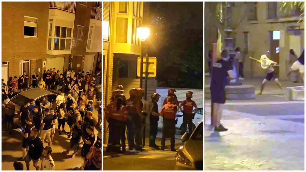 Fotogramas de los videos cpatados en MArcilla en los incidentes entre los menas y vecinos del pueblo hartos de sus robos y agresiones.