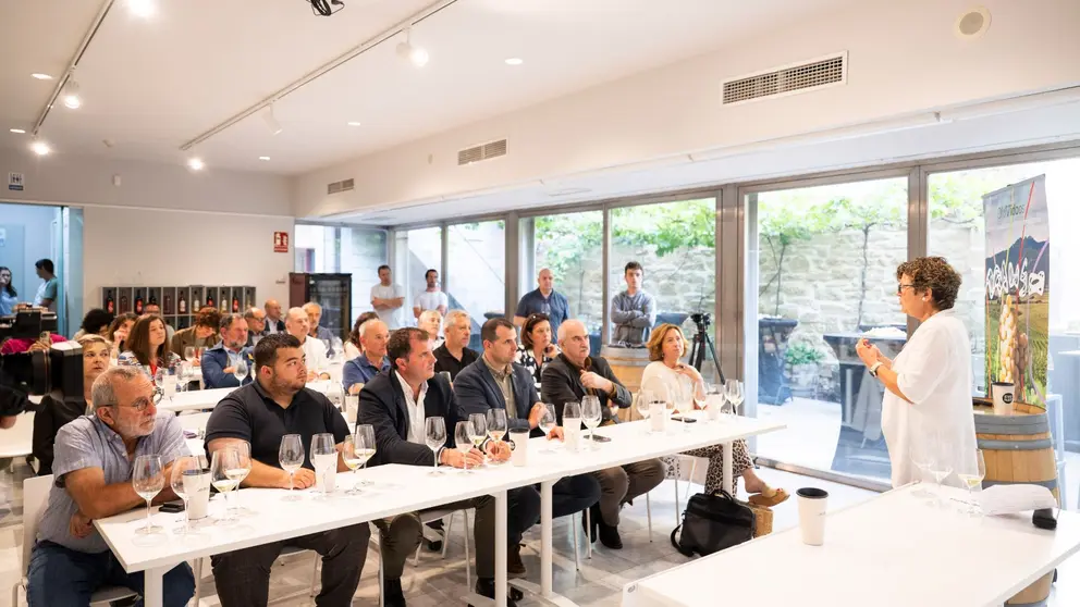 Presentación en Olite de la nueva variedad de uva Musa en la que ha participado el consejero Aierdi. GOBIERNO DE NAVARRA