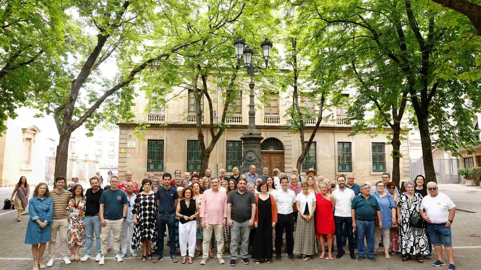 Apenas medio centenar de afiliados del PNV han acudido a la llamada de celebración del 115 aniversario, con la participación del presidente del PNV, Aitor Esteban. EFE/Villar López