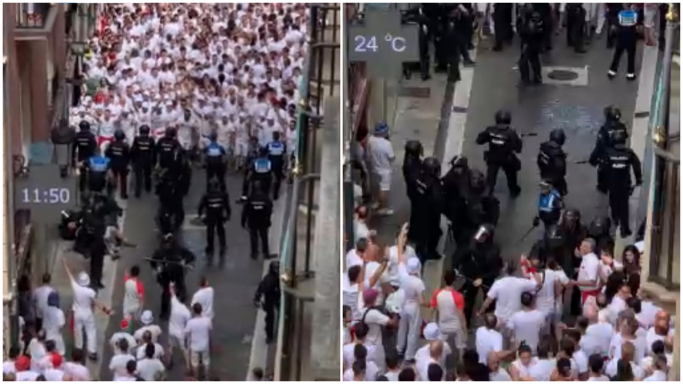 Incidentes en los momentos previos al Chupinazo de San Fermín. NAVARRA.COM