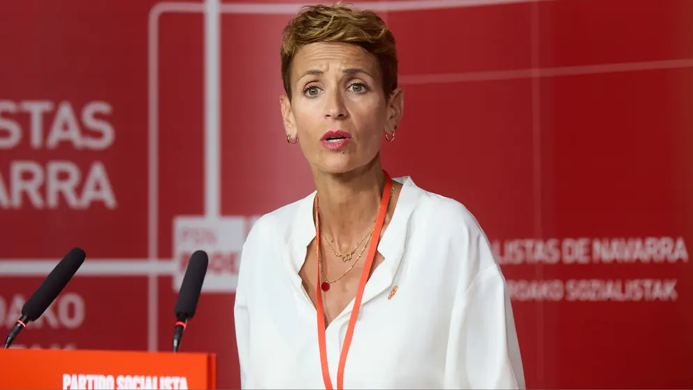 Comité Regional del PSN, con la intervención de la secretaria general del partido y presidenta del Gobierno de Navarra, María Chivite. IÑIGO ALZUGARAY