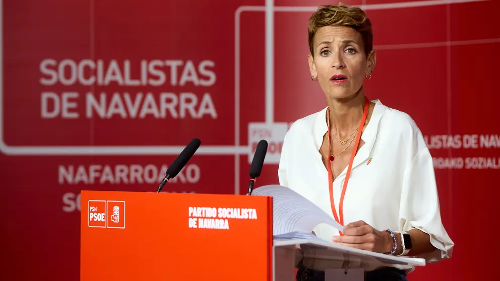 Comité Regional del PSN, con la intervención de la secretaria general del partido y presidenta del Gobierno de Navarra, María Chivite. IÑIGO ALZUGARAY