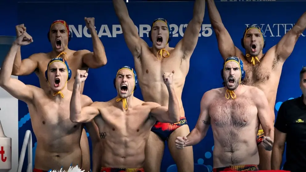 Selección Española de Waterpolo en la que se encuentra el navarro Alberto Munárriz. RFEN
