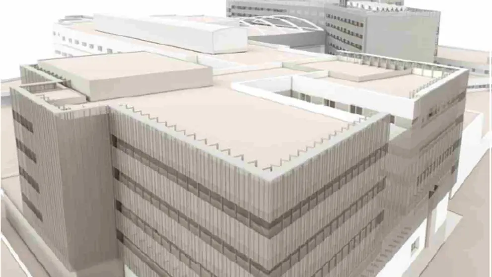 Así quedará el edificio de la futura UCI pediátrica del Hospital Universitario de Navarra. GOBIERNO DE NAVARRA