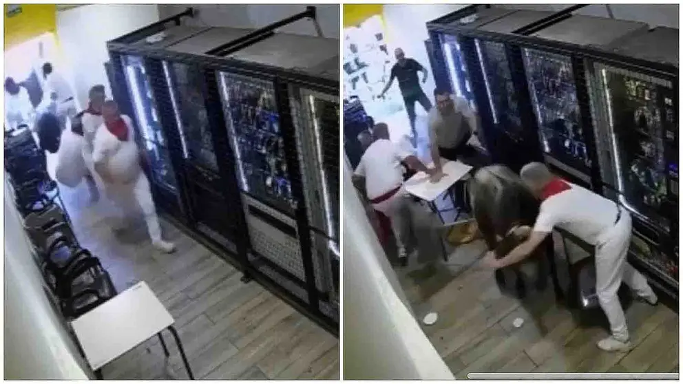 Una vaca se escapa en fiestas de Mélida y entra en una tienda de máquinas de vending.