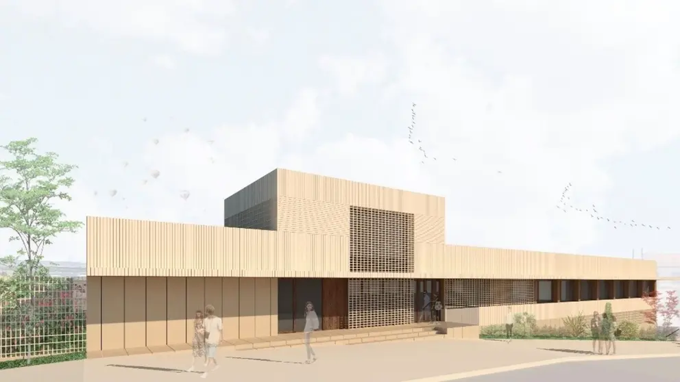 Recreación de la fachada principal del futuro Centro de Salud de Cascante. GOBIERNO DE NAVARRA
