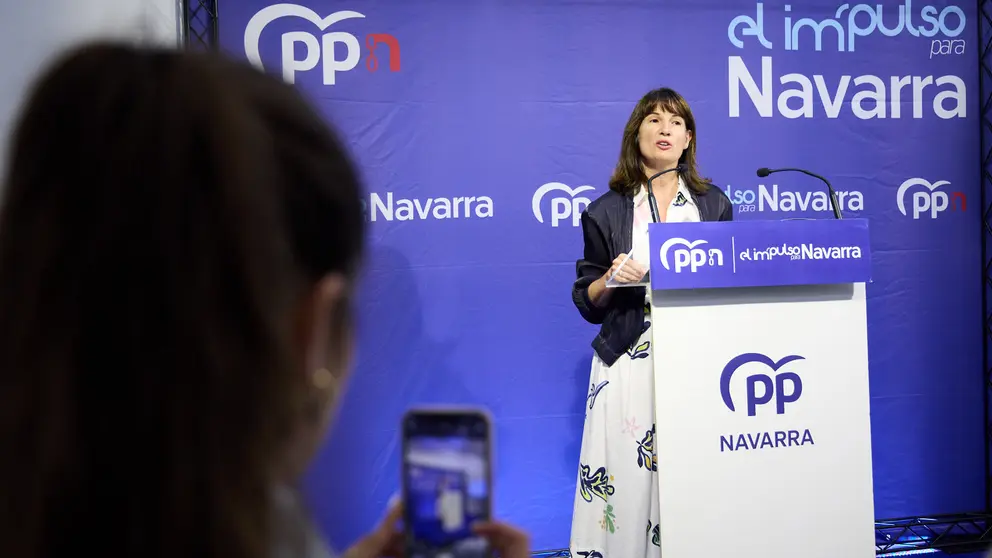 La parlamentaria foral y portavoz en materia de Economía y Hacienda del PP de Navarra, Irene Royo, presenta las propuestas fiscales del Partido Popular para Navarra. IÑIGO ALZUGARAY