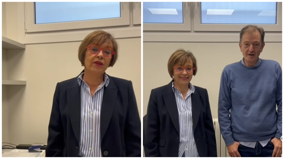 La directora Olga Sanz junto a Cristobal Valencial en el vídeo. NAVARRA.COM